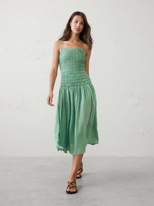 Smocked Strappy Maxi Dress