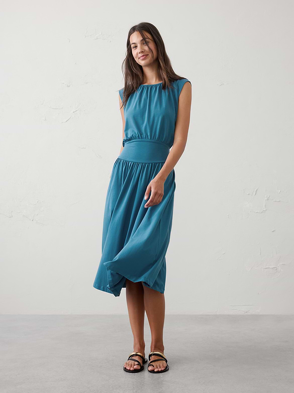 Knit Blouson Midi Dress