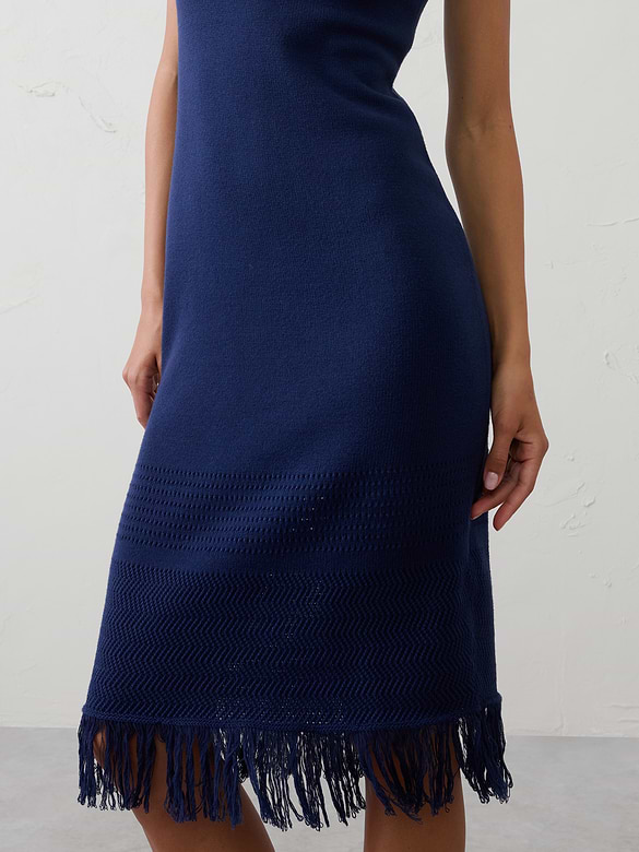 Frayed-Hem Tank Midi Dress
