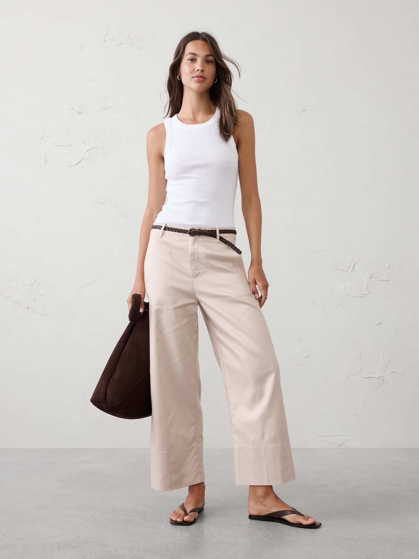 Image number 1 showing, Wide-Leg High-Rise Cropped Pant
