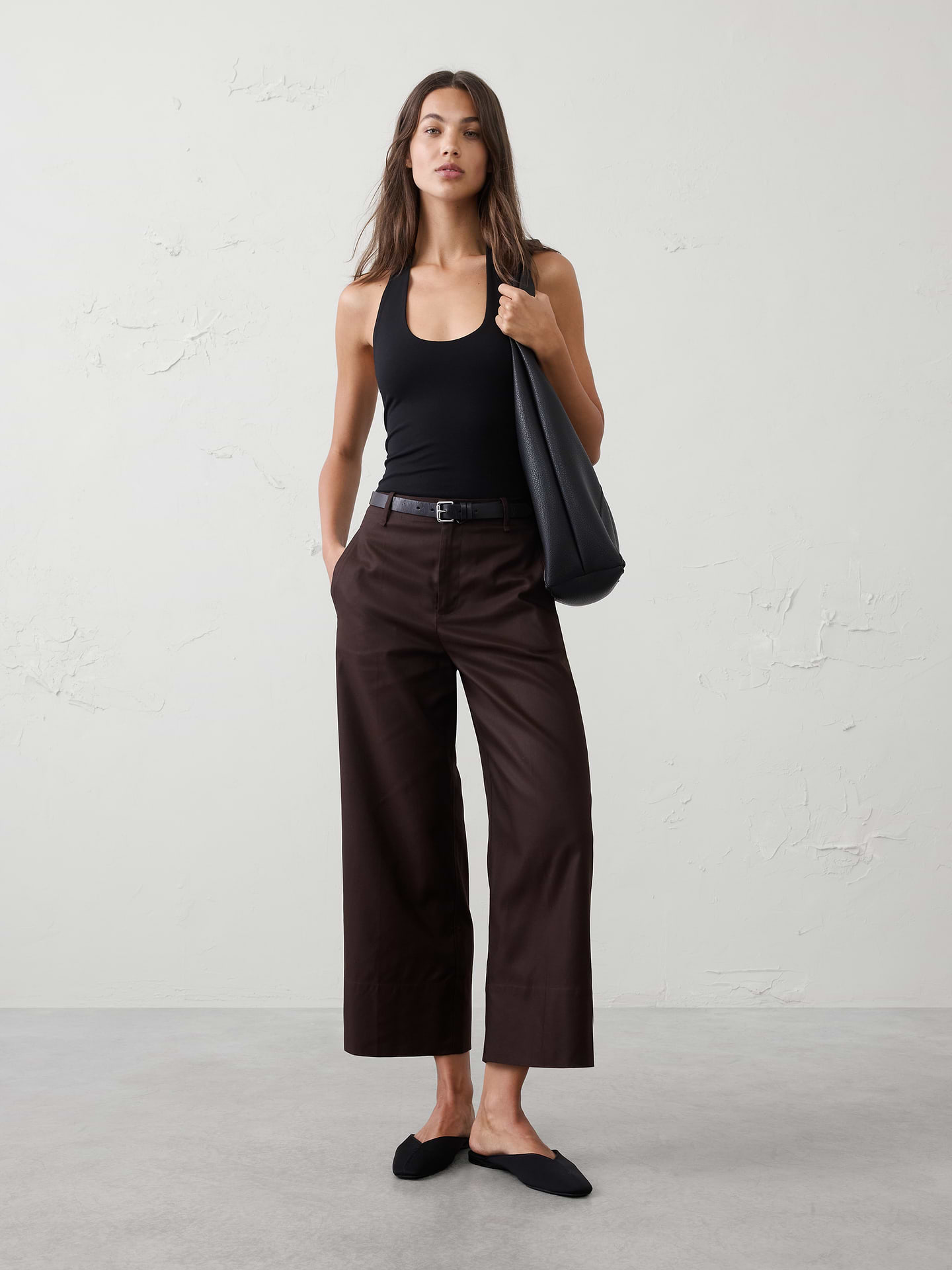 Image number 1 showing, Wide-Leg High-Rise Cropped Pant