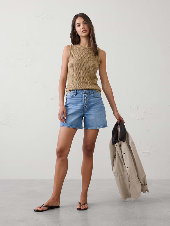 High-Rise Denim Short
