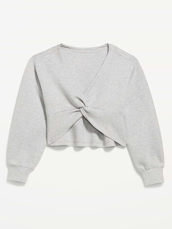 Bounce Fleece Long-Sleeve Twist-Front Top
