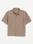 Image number 1 showing, Short-Sleeve Boxy Cropped Textured Shirt for Boys