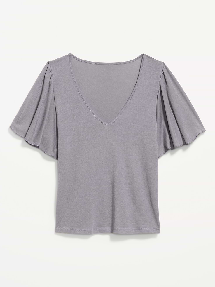 Image number 4 showing, V-Neck Flutter Sleeve Top