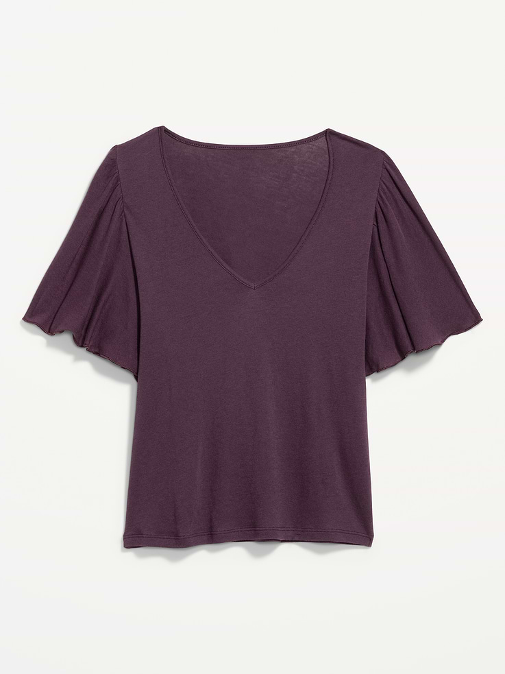 Image number 4 showing, V-Neck Flutter Sleeve Top