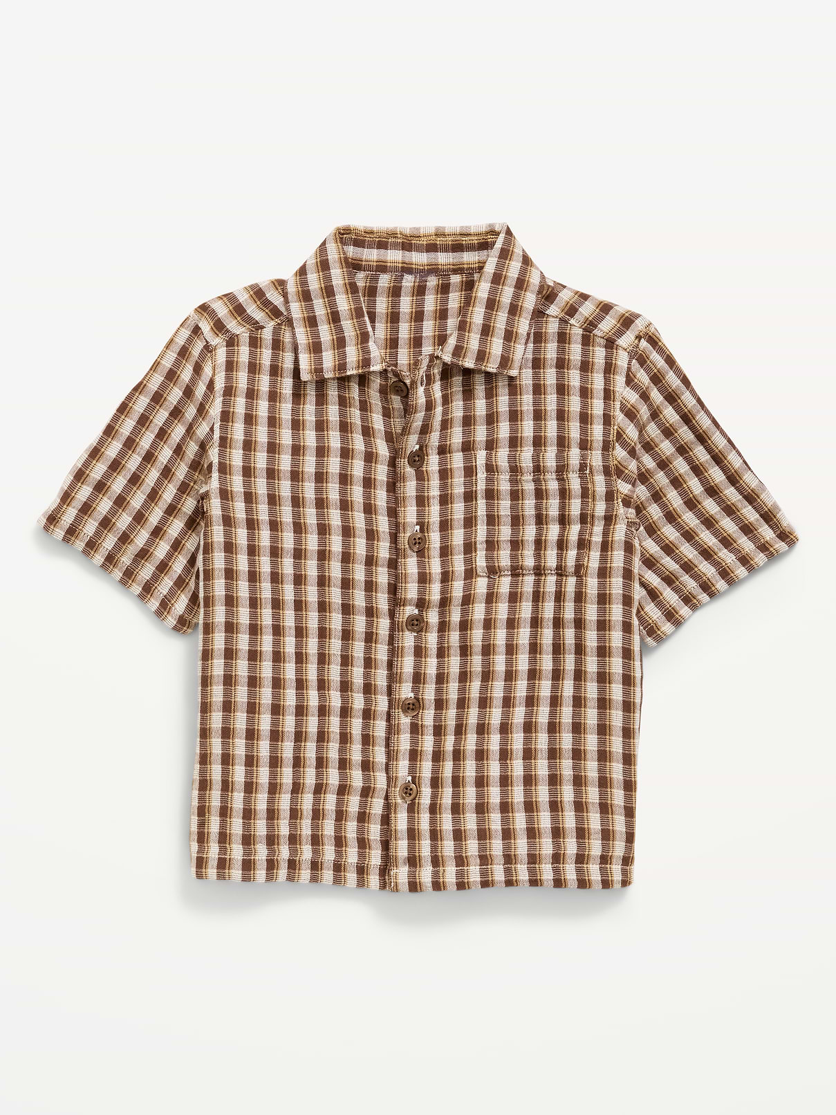 Image number 1 showing, Short-Sleeve Double-Weave Cotton Shirt for Toddler Boys