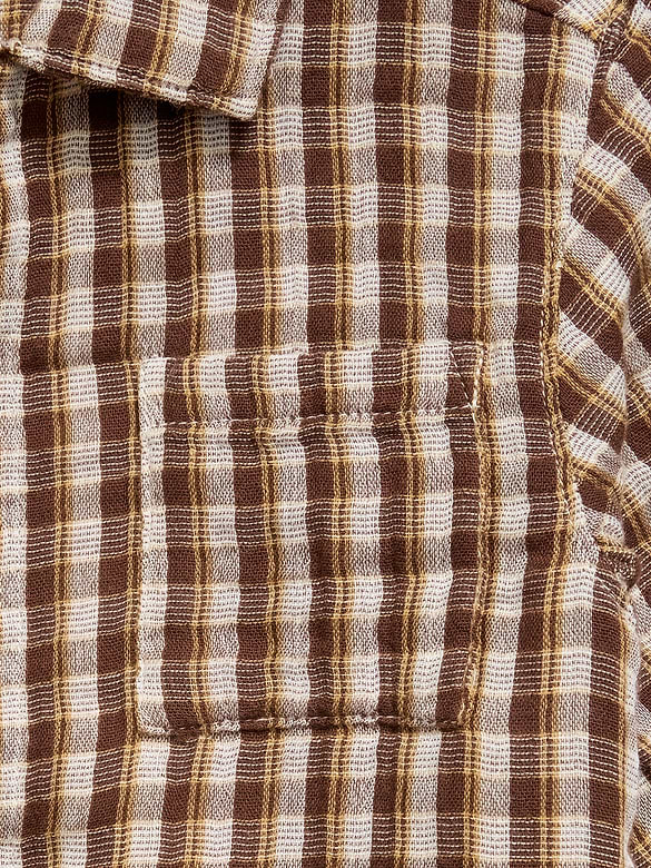 Short-Sleeve Double-Weave Cotton Shirt for Toddler Boys