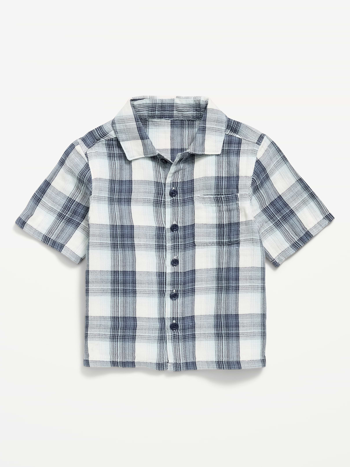 Image number 1 showing, Short-Sleeve Double-Weave Cotton Shirt for Toddler Boys