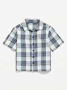 Image number 1 showing, Short-Sleeve Double-Weave Cotton Shirt for Toddler Boys