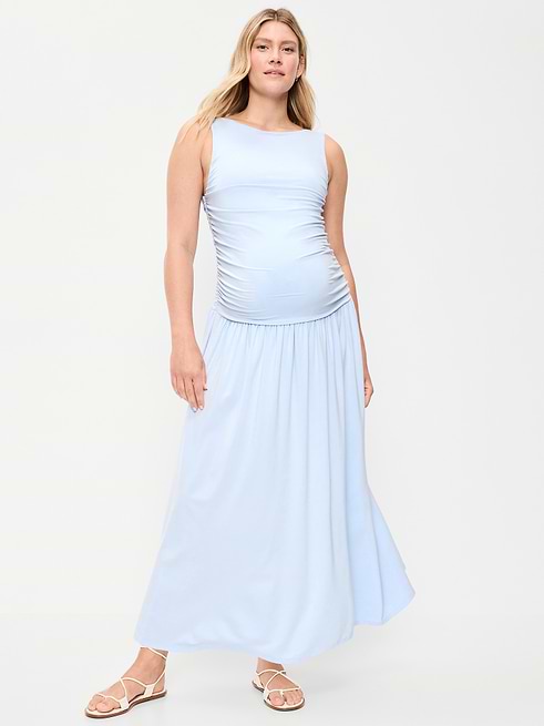 drop waist maternity dress Navy Striped Long Sleeve Polo PinkBlush 5% Elastane) Worn length on the body Maternity Drop Waist Dress |