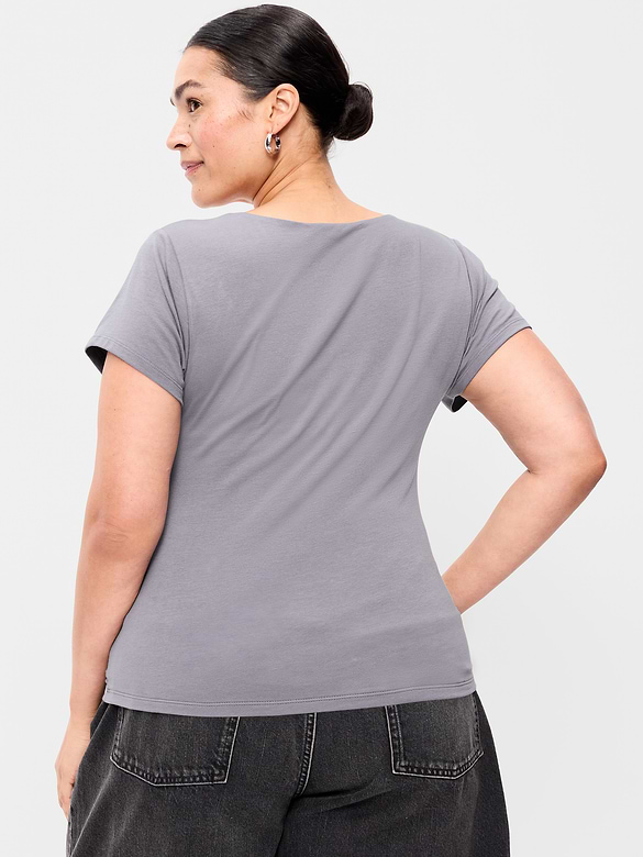 Hug Double-Layer Scoop-Neck Top