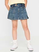 Image number 1 showing, Pleated Utility Denim Skirt for Girls