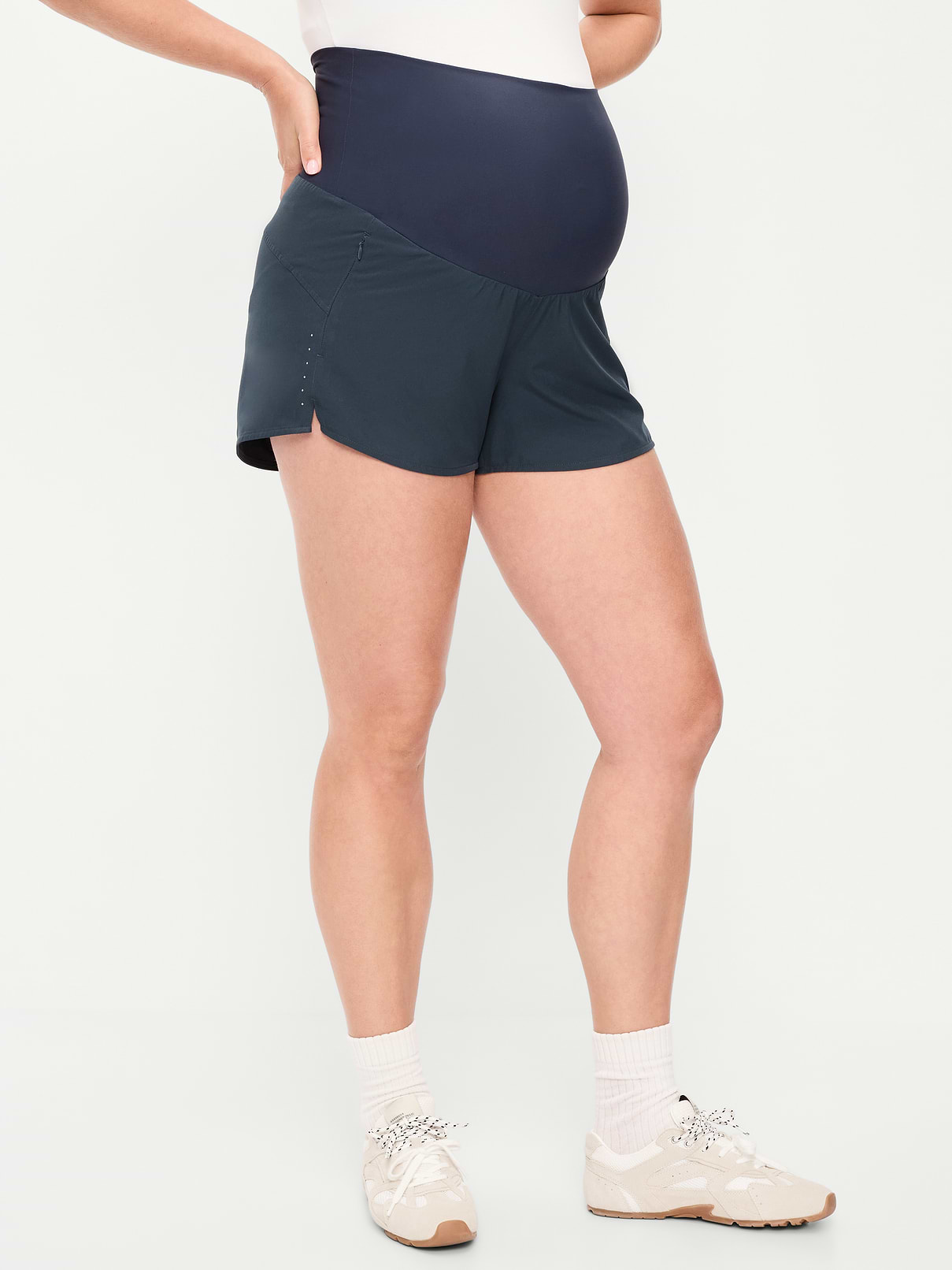 Image number 1 showing, Maternity Rollover-Waist StretchTech Run Shorts -- 3-inch inseam