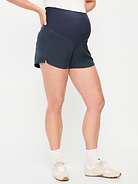 Image number 1 showing, Maternity Rollover-Waist StretchTech Run Shorts -- 3-inch inseam
