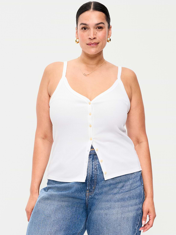 Button-Front Cami Tank Top