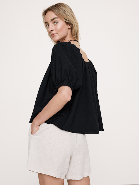 Breezy Cotton Scoop-Neck Top