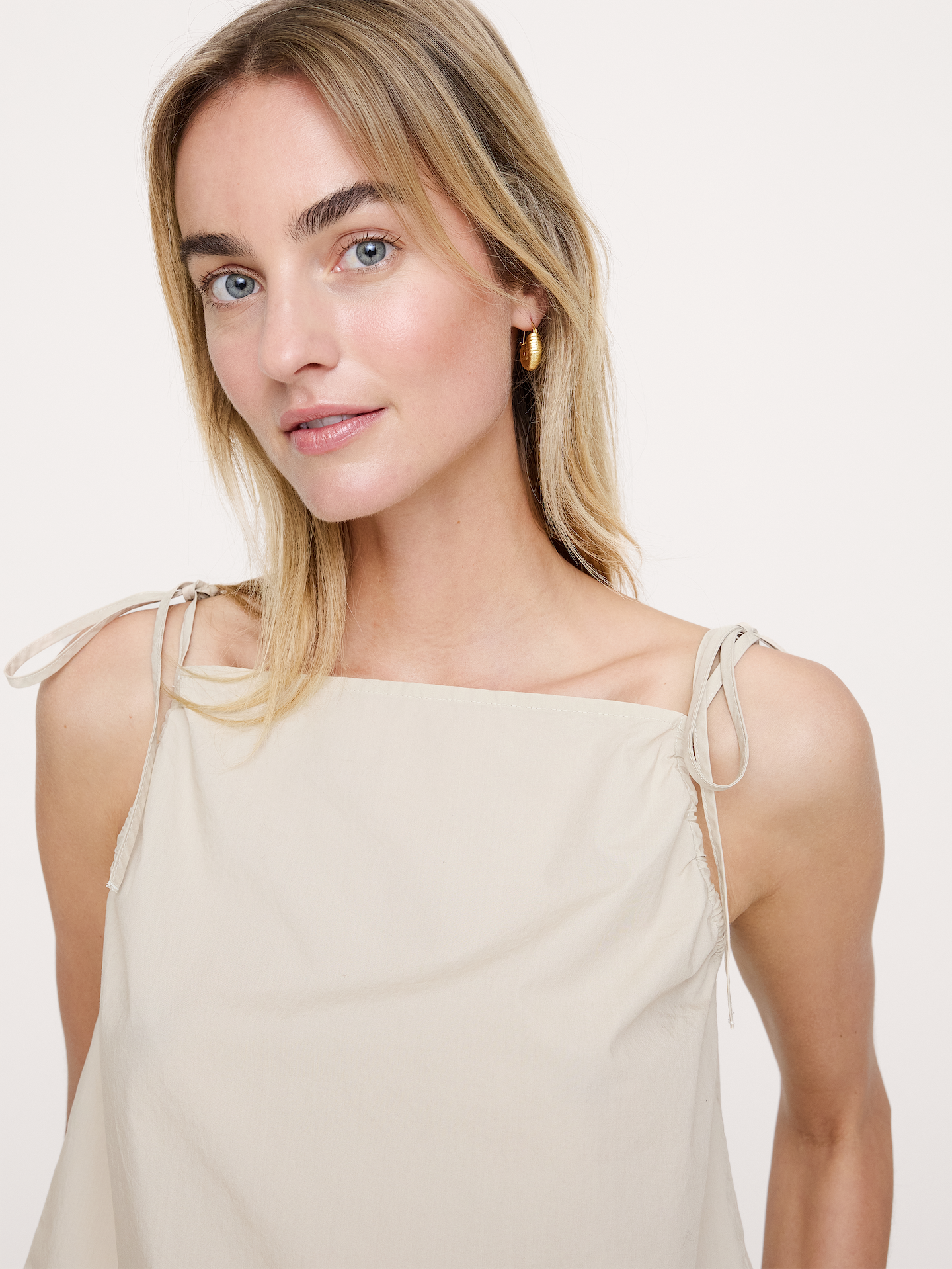 Image number 3 showing, Cotton Poplin Tie-Strap Tank