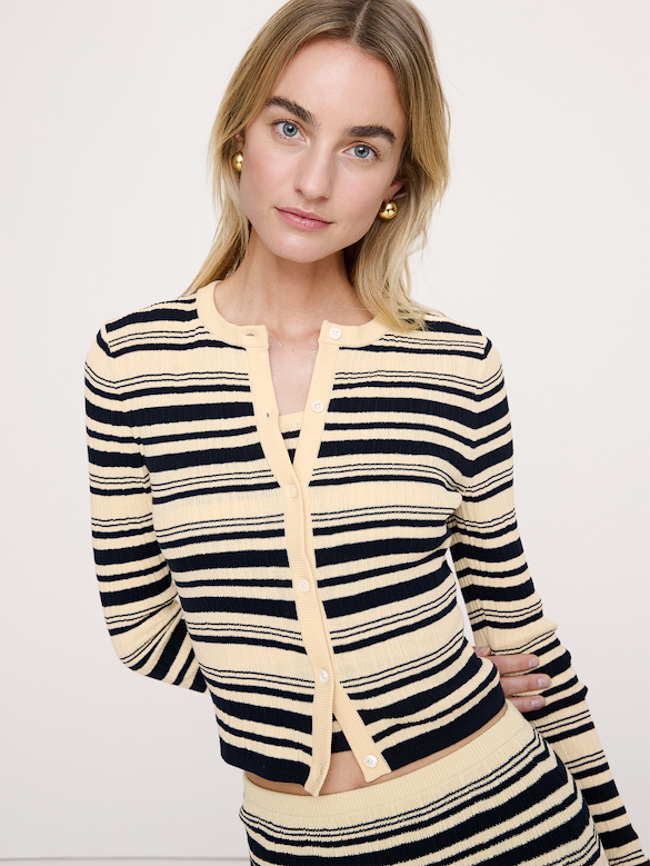 Crinkle Knit Cropped Cardigan