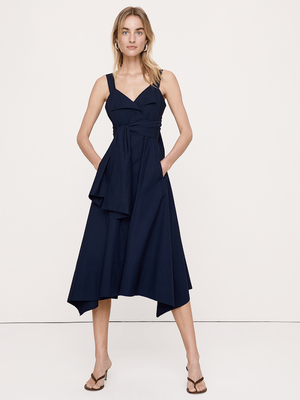 Cotton Poplin Wrap Shirt Dress