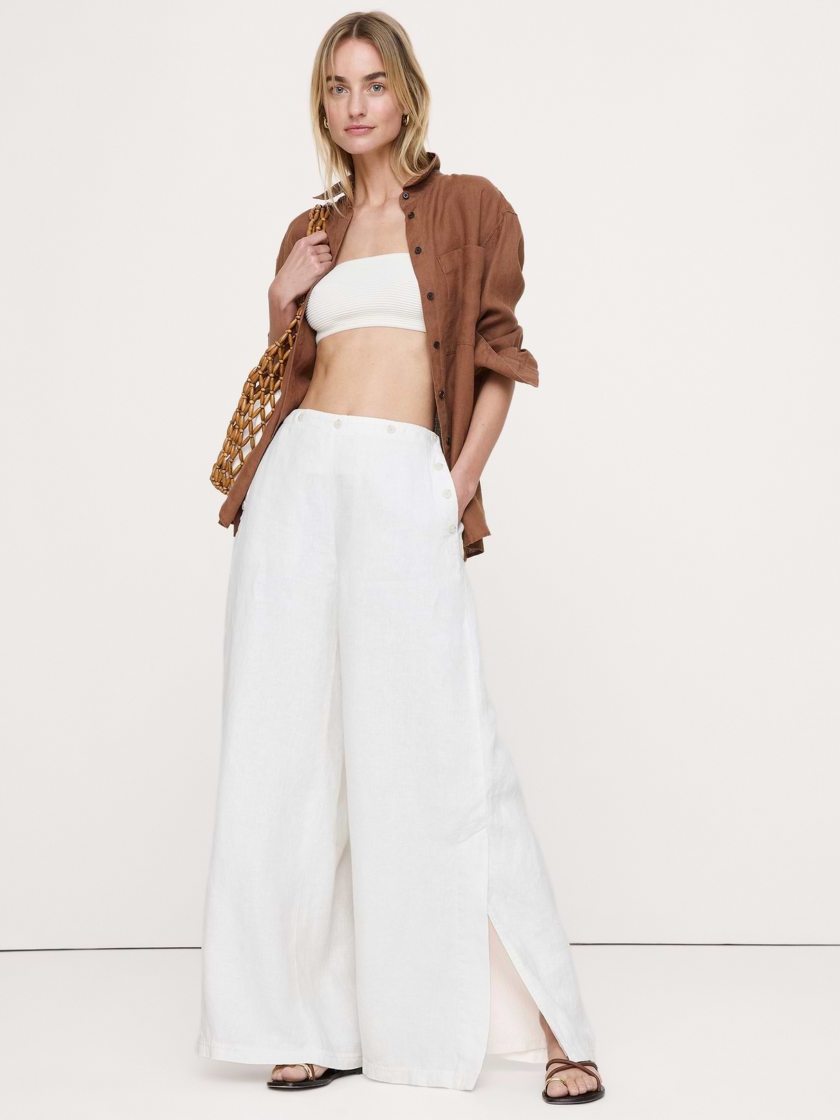 High-Rise Wide-Leg Linen Pull-On Sailor Pant | Banana Republic