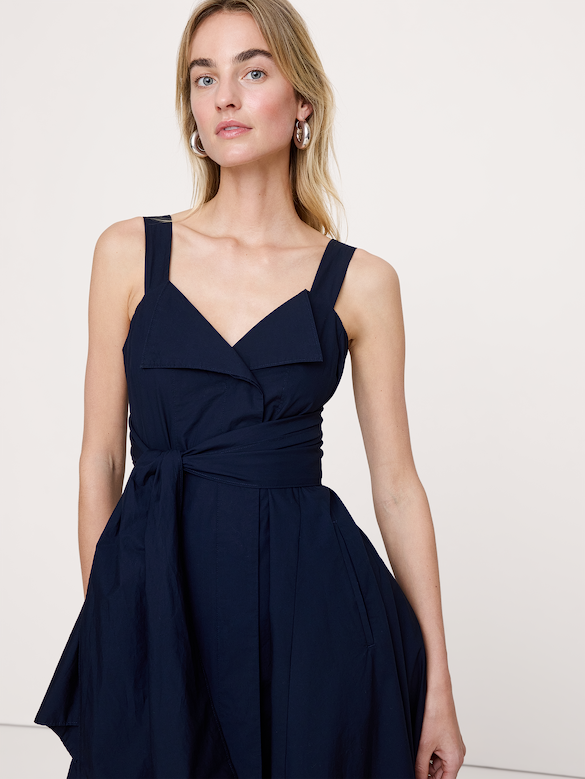 Cotton Poplin Wrap Shirt Dress