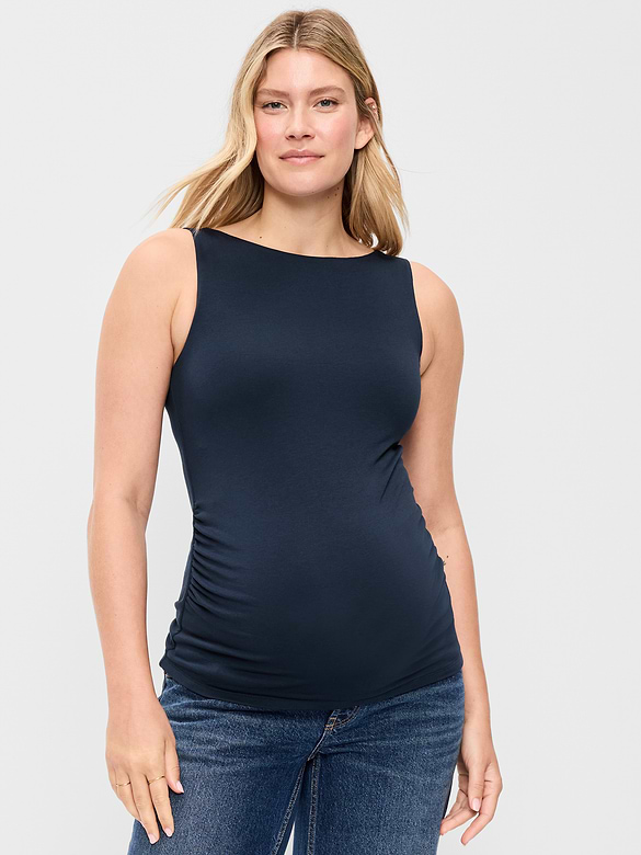 Maternity Hug Double-Layer Boat-Neck Top