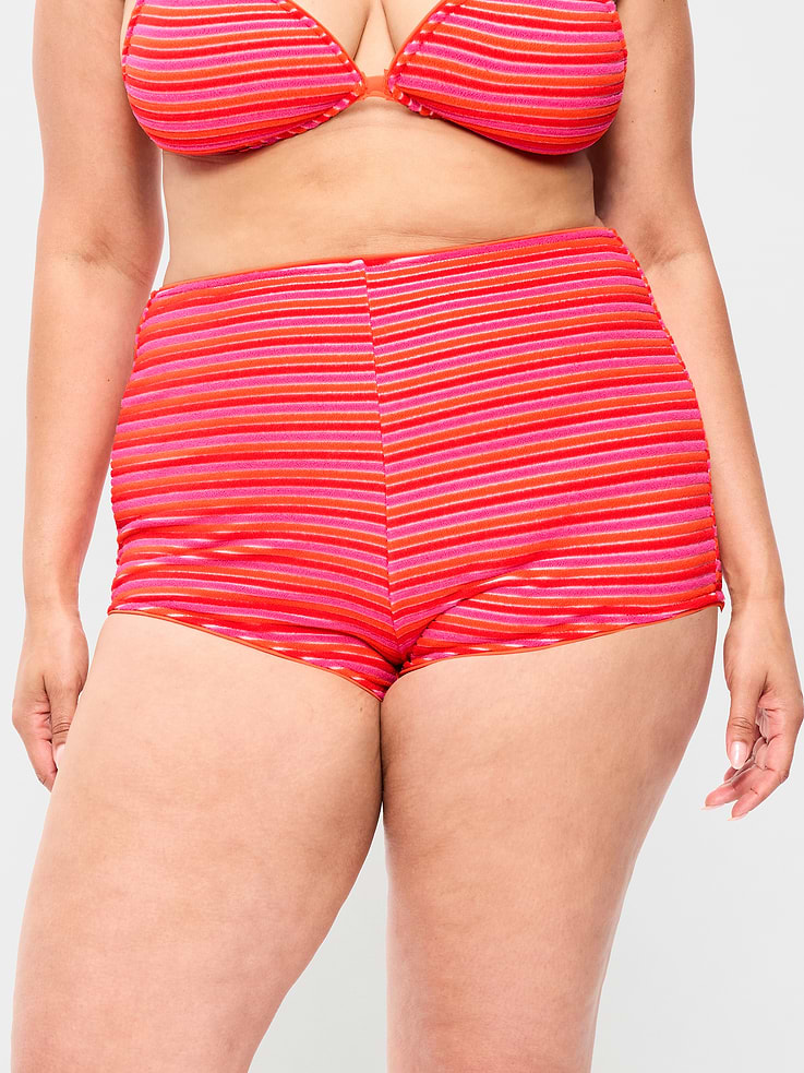 Image 7 of 9, High-Waisted Shortie Swim Bottoms