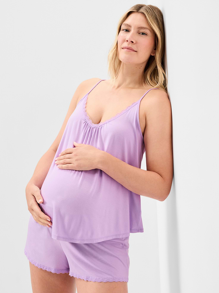 L'image numéro 3 présente Pyjama court en jersey de maternité