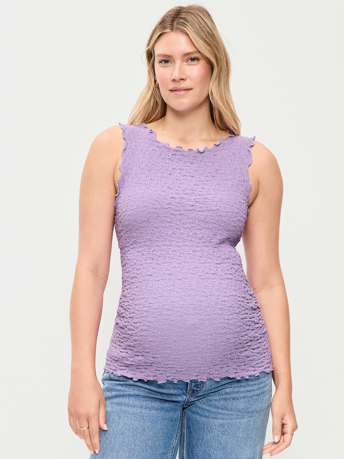 Image number 1 showing, Maternity Texured High-Neck Tank Top