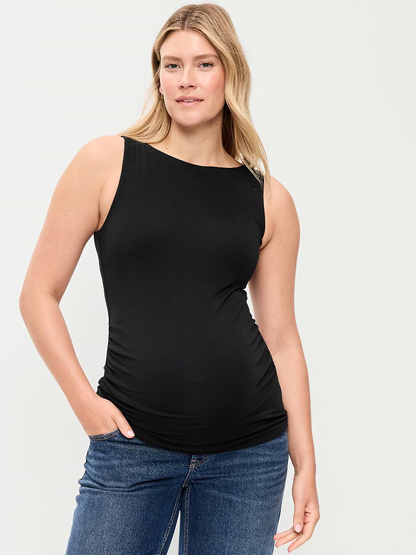 Maternity Hug Double-Layer Boat-Neck Top