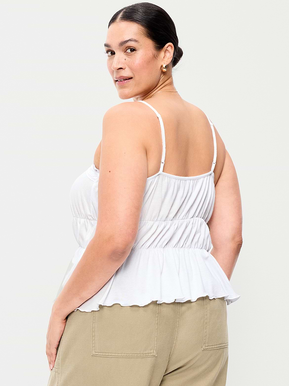 Lace-Trim Smocked-Waist Tank Top