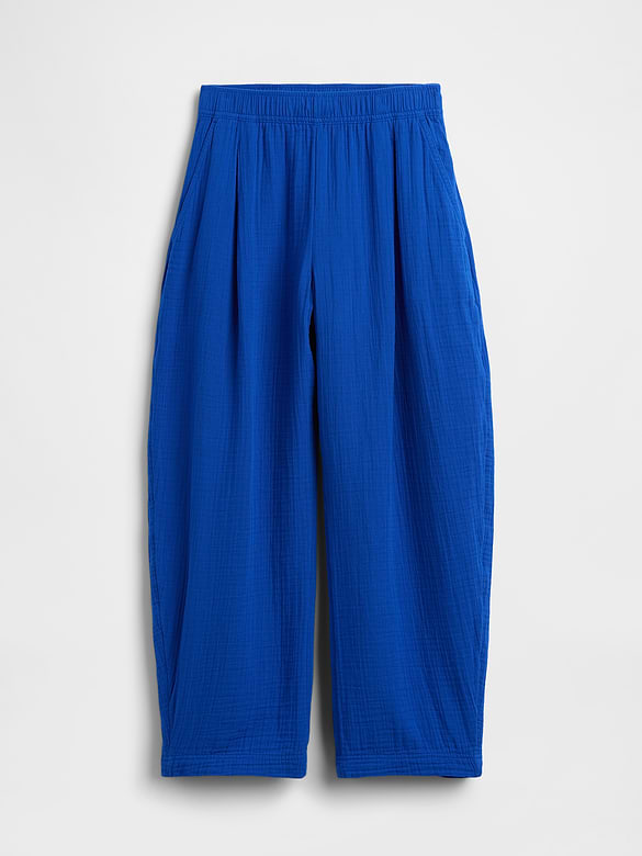 Cotton Gauze Easy Barrel Pants
