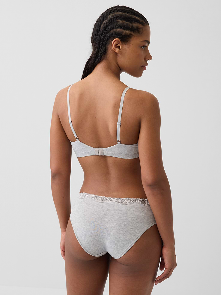 Image number 2 showing, Organic Stretch Cotton Lace-Trim Triangle Bra