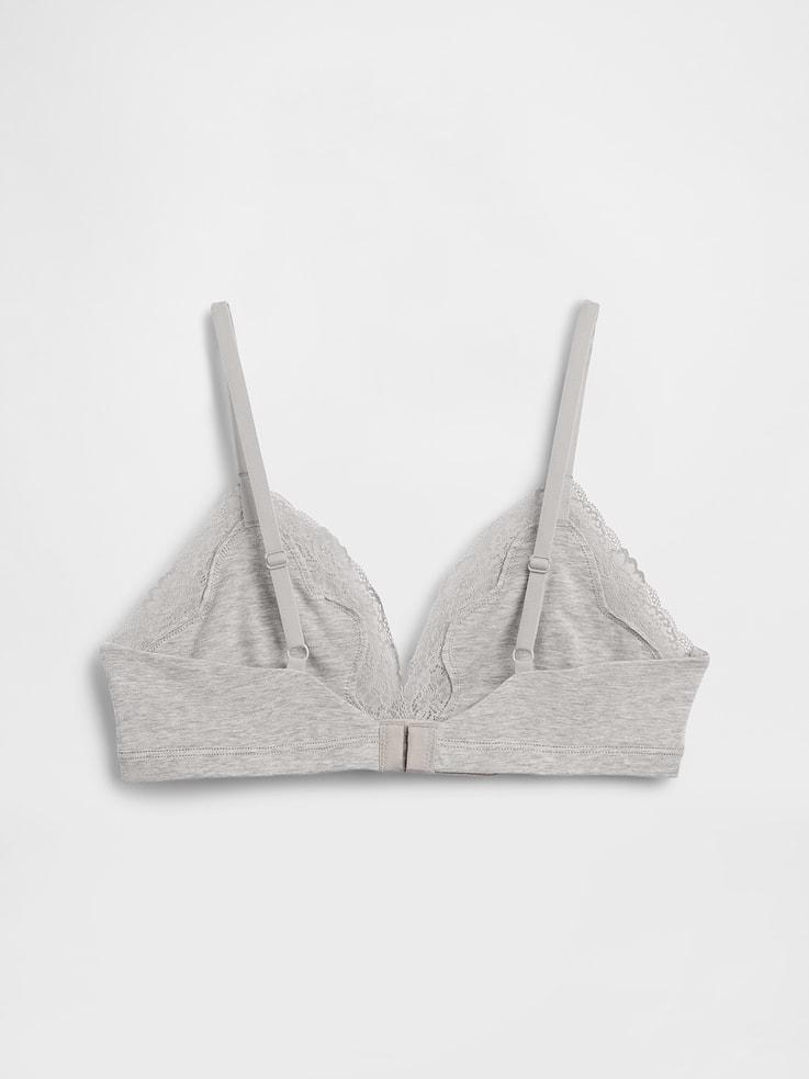 Image number 6 showing, Organic Stretch Cotton Lace-Trim Triangle Bra