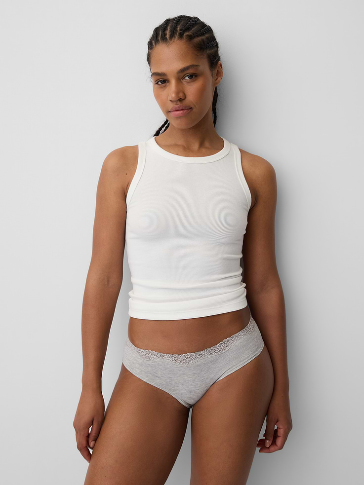 Image number 1 showing, Organic Stretch Cotton Lace-Trim Hipster