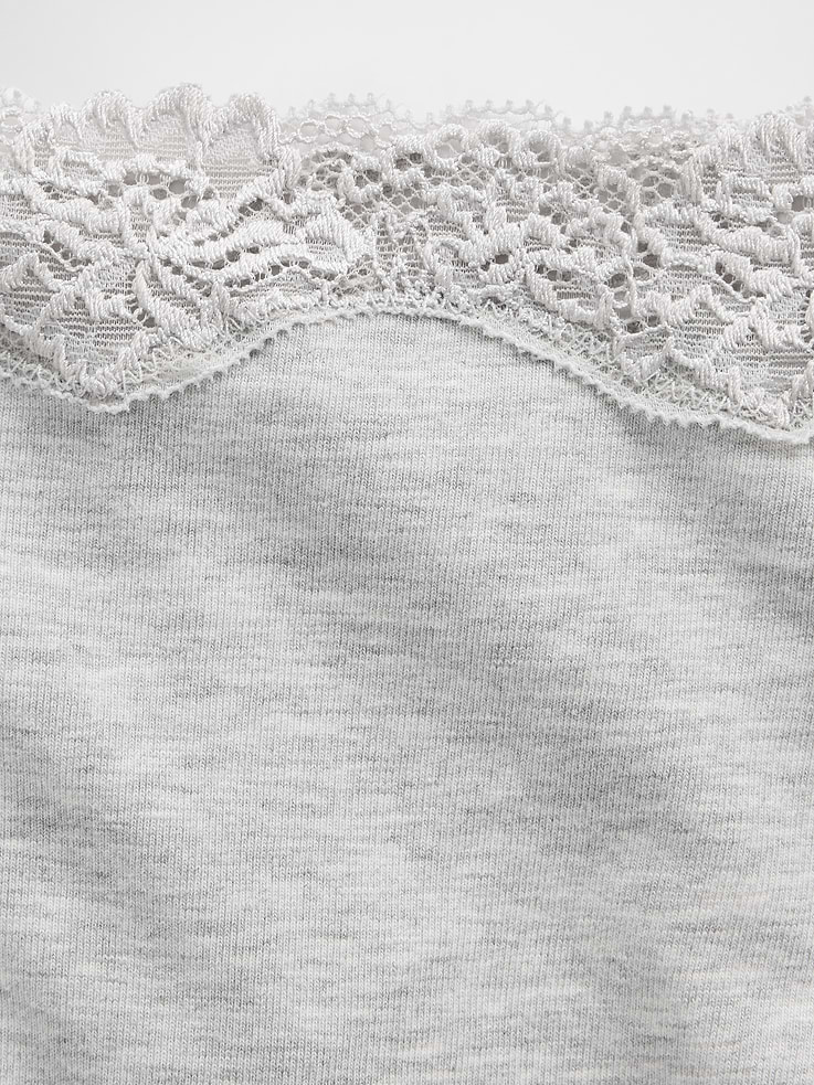 Image number 3 showing, Organic Stretch Cotton Lace-Trim Thong