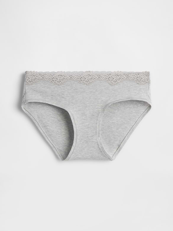 Organic Stretch Cotton Lace-Trim Hipster