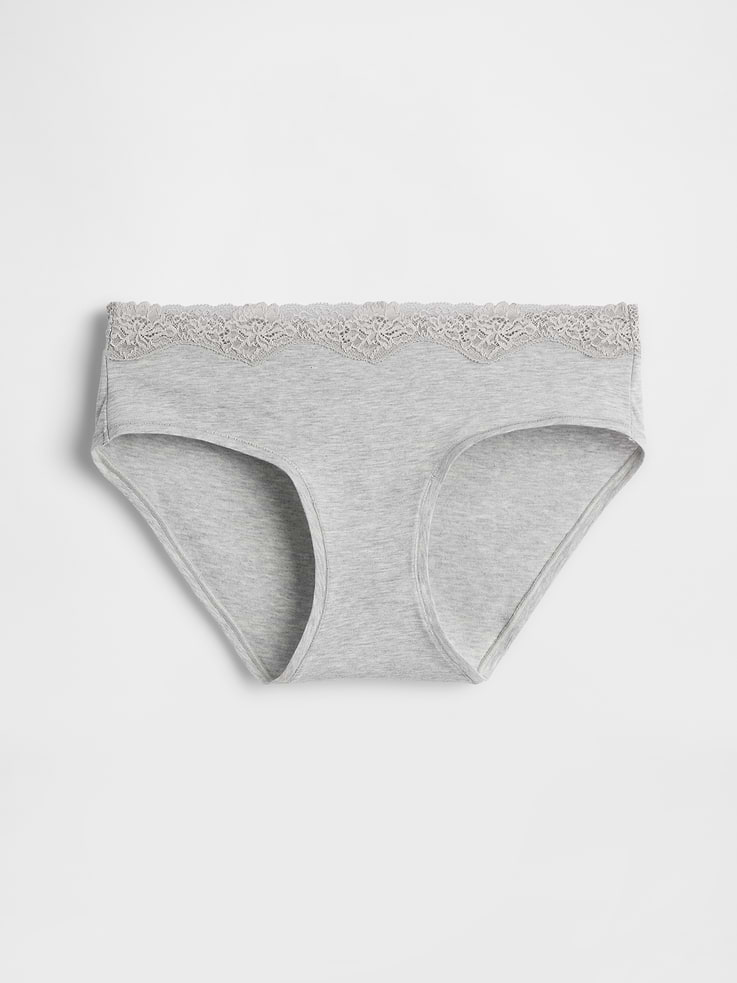 Image number 4 showing, Organic Stretch Cotton Lace-Trim Hipster