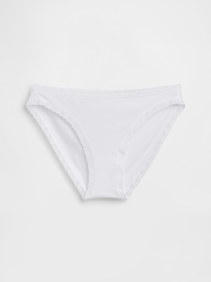 Image number 4 showing, Organic Stretch Cotton Lace-Trim Bikini