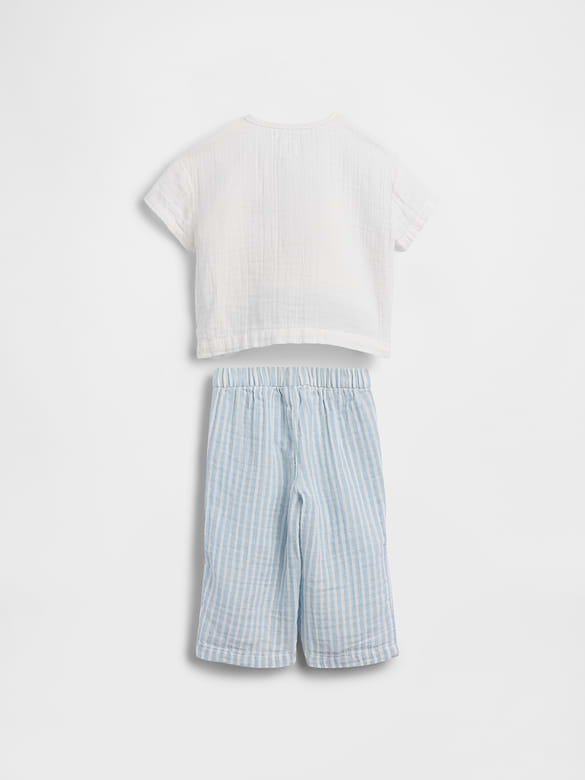 Baby Cotton Gauze Henley Outfit Set