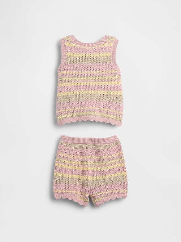 Baby Crochet Stripe Vest Outfit Set