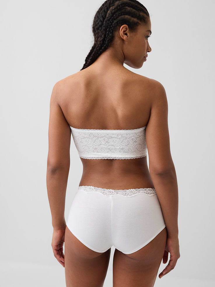 Image number 2 showing, Organic Stretch Cotton Lace-Trim Bandeau Bralette