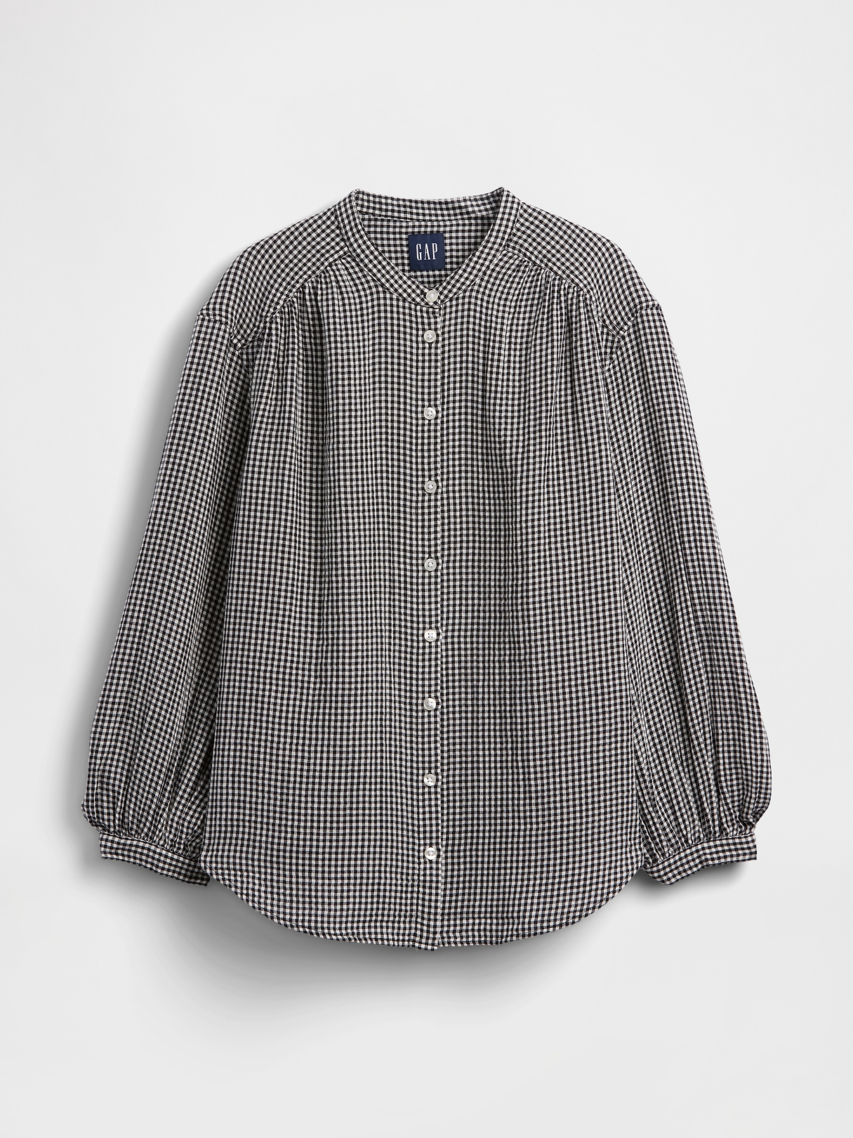 Cotton Gauze Oversized Collarless Shirt | Gap