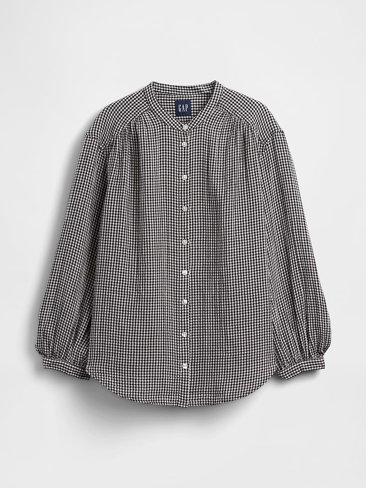 Image number 5 showing, Cotton Gauze Oversized Collarless Shirt