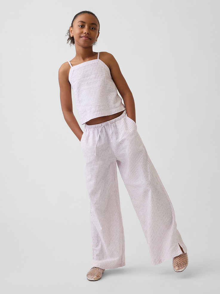 Image number 1 showing, Kids Linen-Cotton Easy Wide-Leg Pants