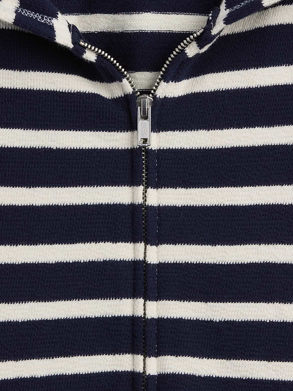 Towel Terry Oversized Stripe Zip Hoodie