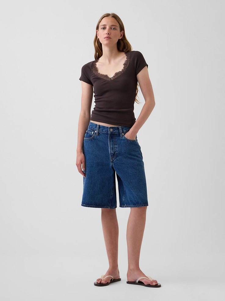 Image number 2 showing, Modern Lace-Trim Crop Top