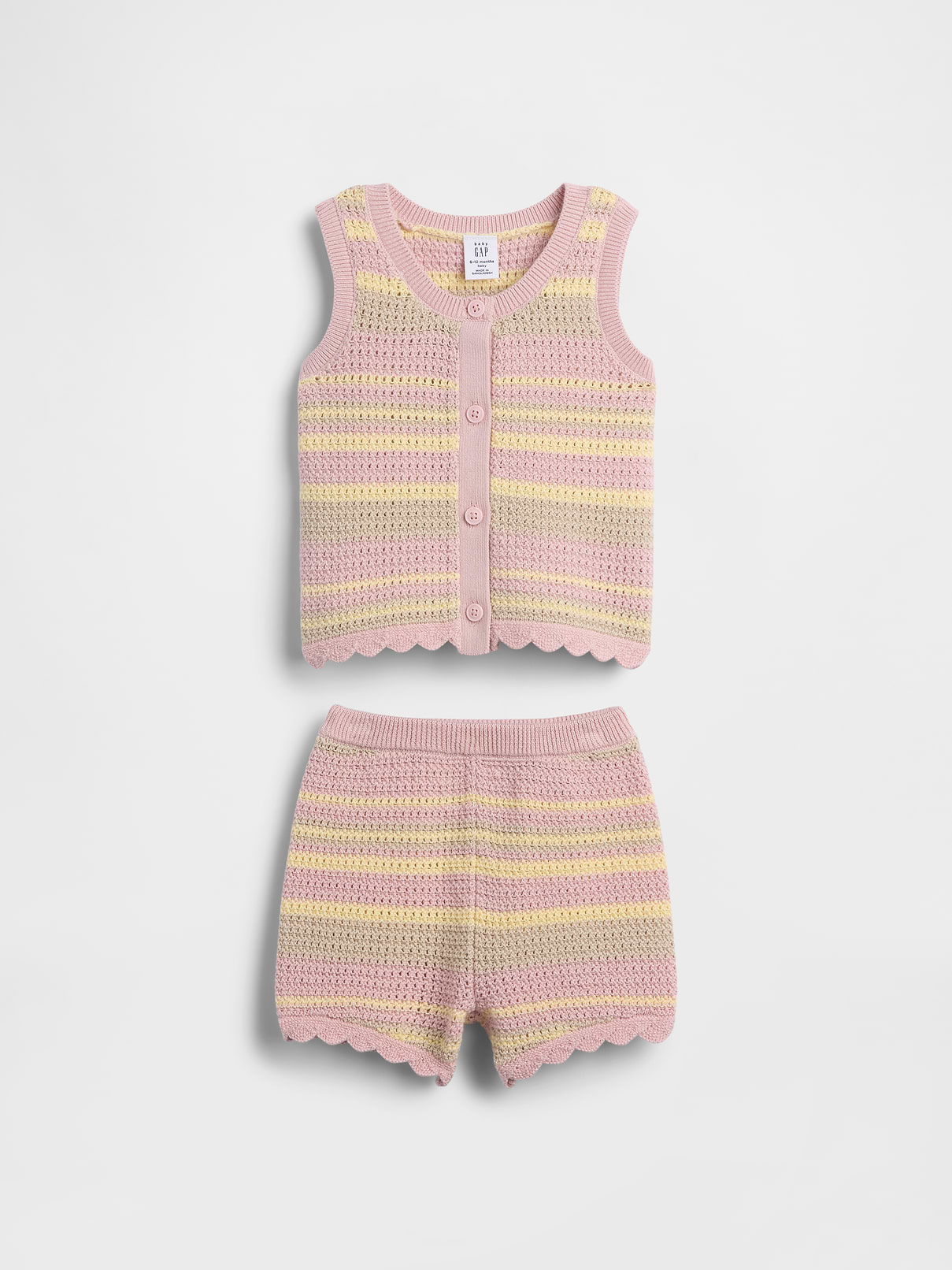 Baby Crochet Stripe Vest Outfit Set