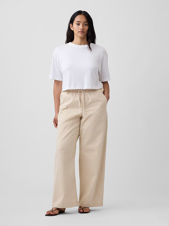 High Rise Pull-On Wide-Leg Jeans
